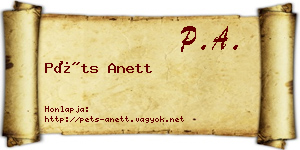 Péts Anett névjegykártya
