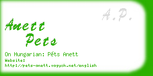anett pets business card